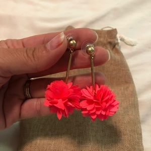 J.Crew pom-pom earrings. Pink & gold.